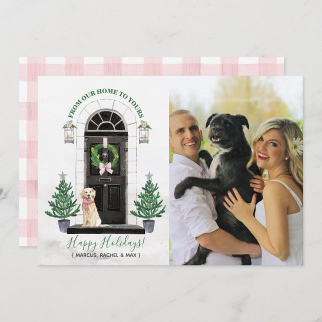 Cartão de Natal com Foto do Golden Retriever (Frente/Verso)