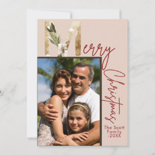 Cartão de Natal com Foto em Ouro Minimalista Moder