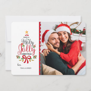 Cartão de Natal com Foto Holy Jolly Christmas