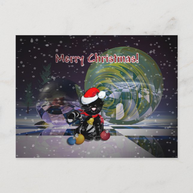 Cartão de Natal com gato (Frente)