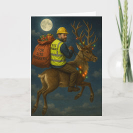 Cartão de Natal com Gerente de Obras e Rena