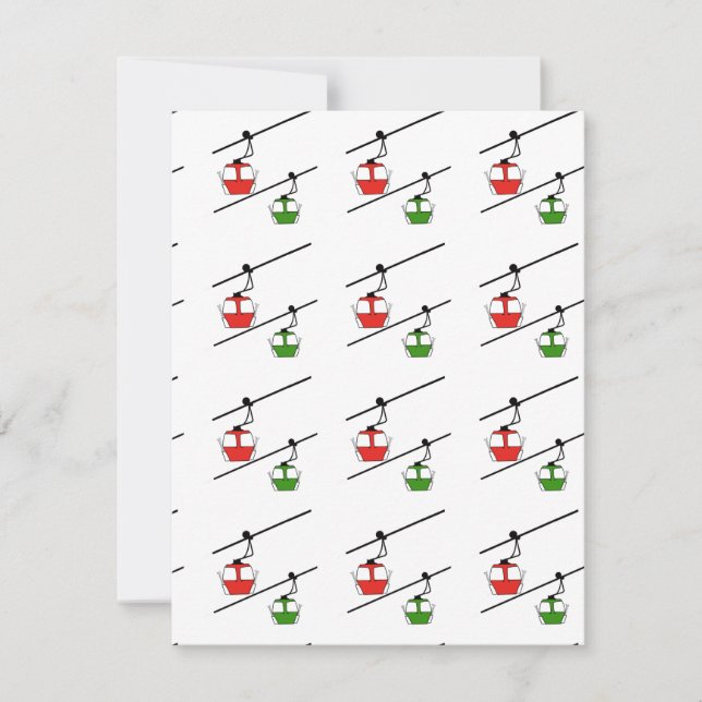 Cartão de Natal com gôndolas vermelhas e verdes (Frente)