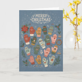 Cartão de Natal com Luvas de Inverno Coloridas