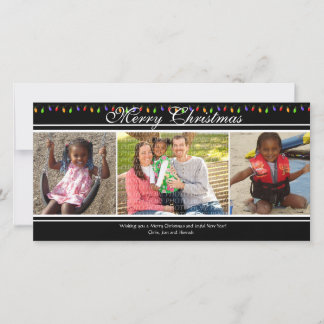 Cartão de Natal com Luz de Natal de 3 Fotos