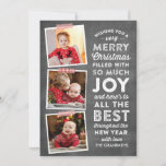 Cartão de Natal com Múltiplas Fotografias com Letr<br><div class="desc">Espalhe a alegria neste feriado com este cartão de Natal multifotográfico com fundo de quadro e sotaques vermelhos e brancos festivos.</div>