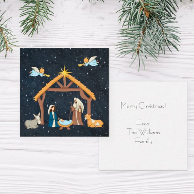 Cartão de Natal com Nota de Natividade Cristã (Personalized Nativity Christmas Notecards)
