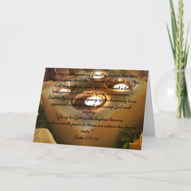 Cartão de Natal com o verso da bíblia de Natal (Frente)