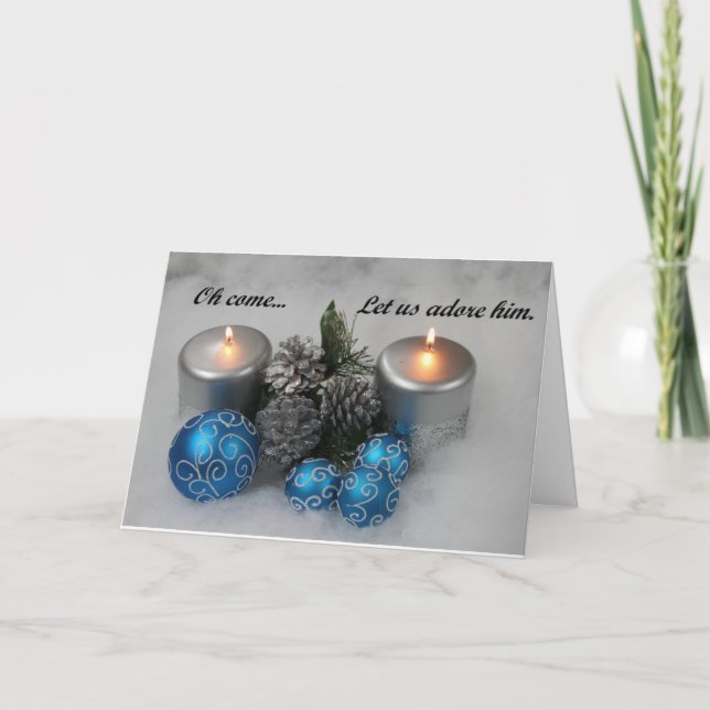 Cartão de Natal com "Oh venha, vamos adorá-lo" (Frente)