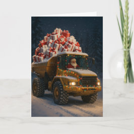 Cartão de Natal com Papai Noel e caminhão basculan
