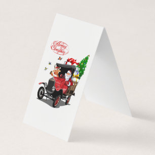 Cartão de Natal com Papais noeis e veados