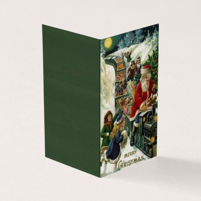 Cartão de Natal com Papais noeis num Comboio de Br (Exterior)