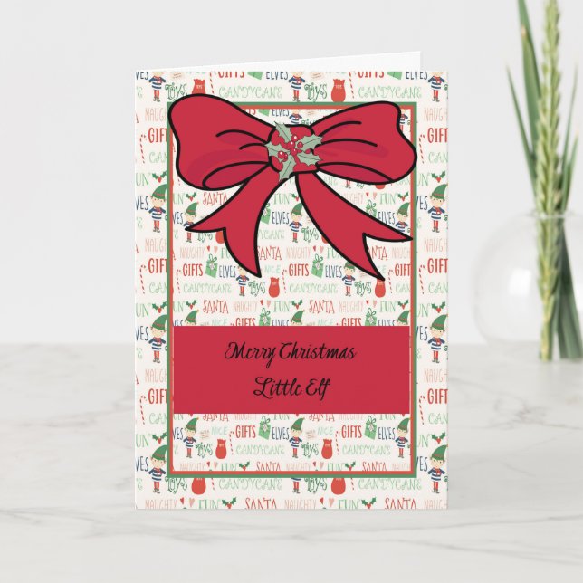 Cartão de Natal com Pequenos Elfos (Frente)
