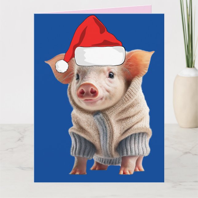 CARTÃO DE NATAL COM PORQUINHO FOFO (Frente)