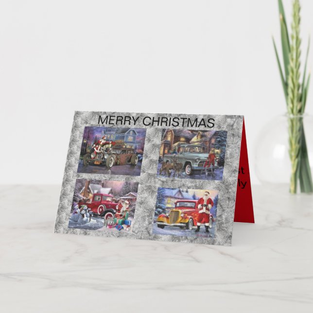 Cartão de Natal com Santas e Boas Quentes (Frente)