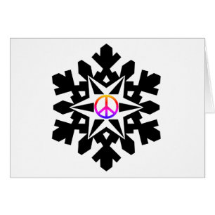 Cartão de Natal com símbolo de paz em floco de n