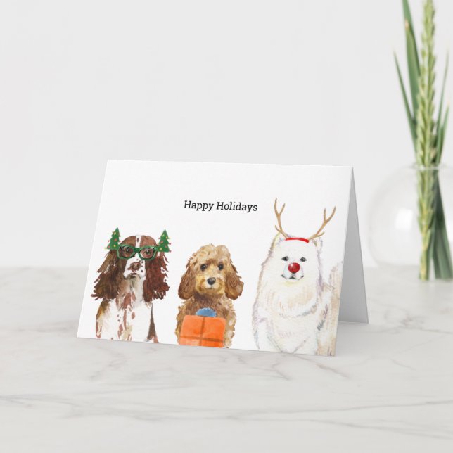 Cartão de Natal com três cães de Natal (Frente)