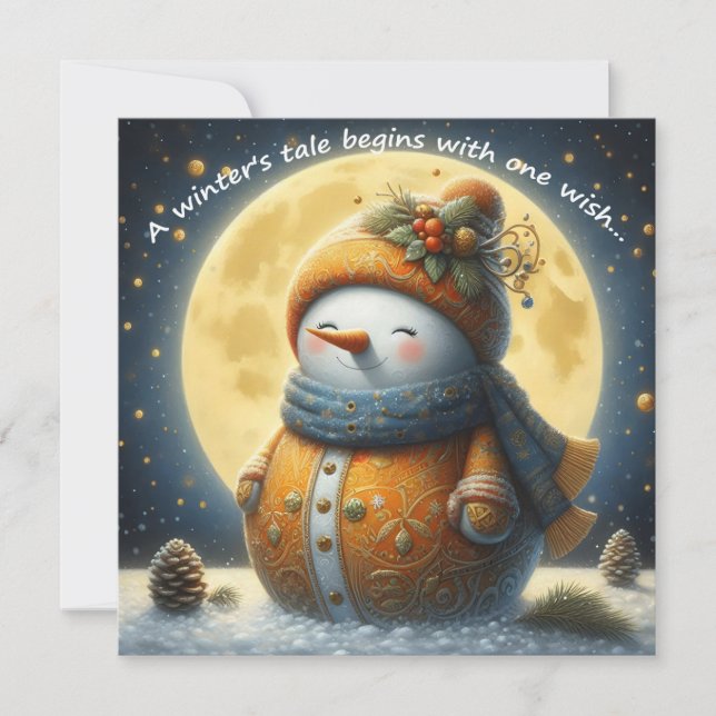 Cartão de Natal com um boneco de neve fofo (Frente)