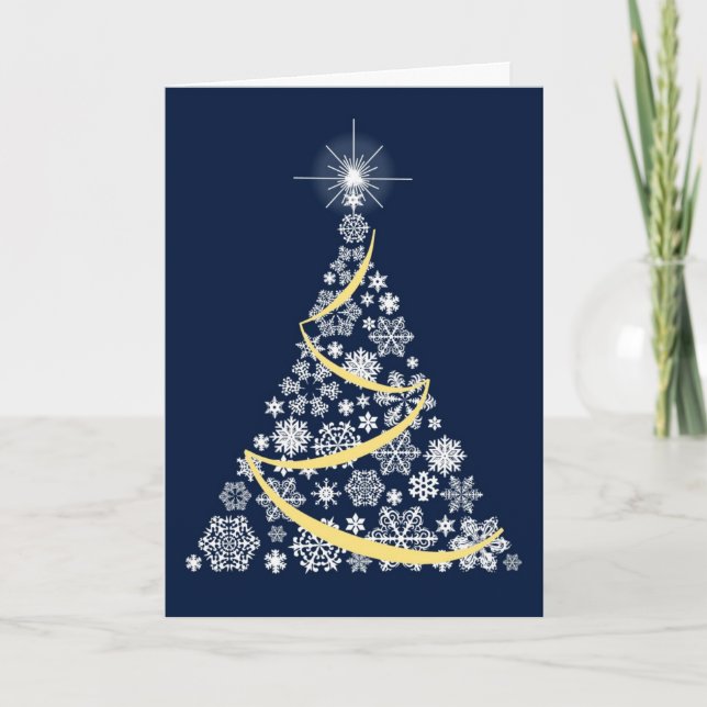 Cartão de Natal com um floco de neve branco (Frente)