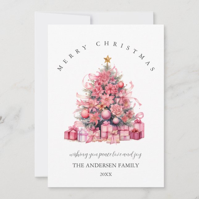 Cartão de Natal Cor-de-Rosa (Frente)