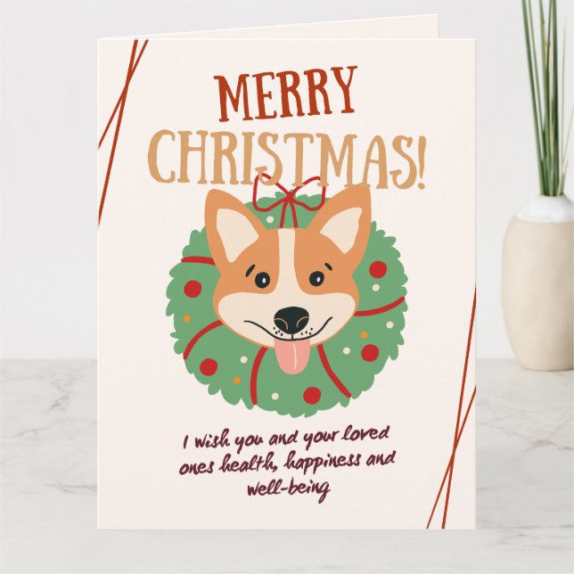 Cartão de Natal Corgi Fofo (Frente)