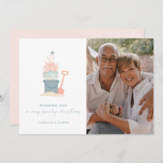 Cartão de Natal Costeiro À Parte Com Foto (Frente/Verso)