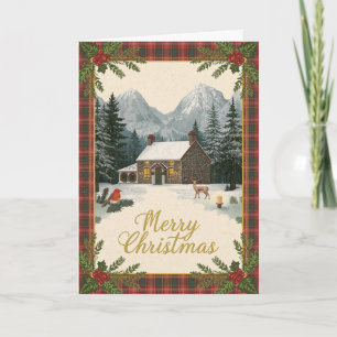 Cartão de Natal Cottage Tartan Robin