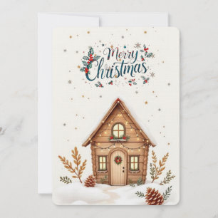 Cartão de Natal Cozy Cabin Rustic Holiday