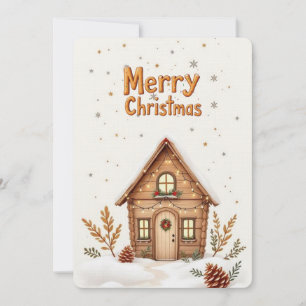 Cartão de Natal Cozy Cabin Rustic Holiday