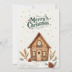Cartão de Natal Cozy Cabin Rustic Holiday