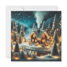 Cartão de Natal Cozy Winter Cabin