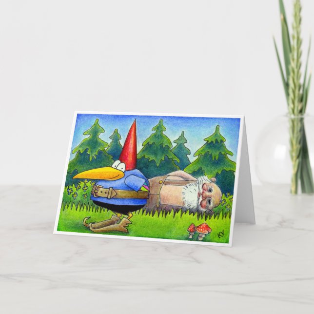 Cartão de Natal Crow Gnomo (Frente)