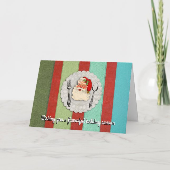 Cartão de Natal culinário de colher-garfo de Papai (Frente)
