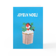 Cartão de Natal, Cupcake francês com Robin