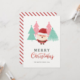 Cartão de Natal da árvore de pinheiro do Papai Noe