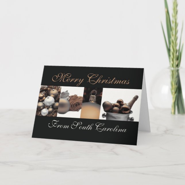 Cartão de Natal da Carolina do Sul com ornamentos (Frente)