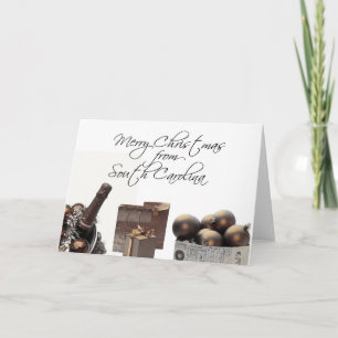 Cartão de Natal da Carolina do Sul com ornamentos