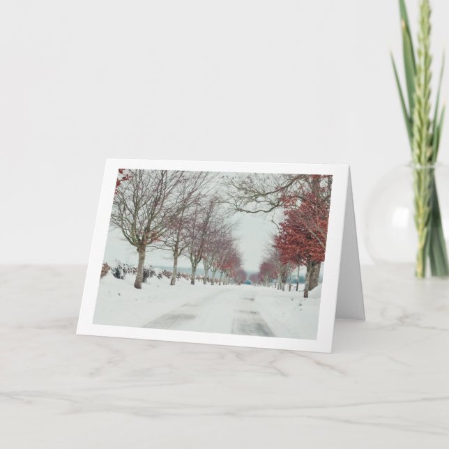 Cartão de Natal da cena da neve de Cotswold (Frente)