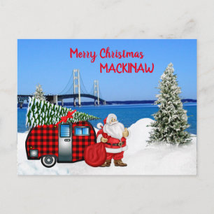 Cartão de Natal da Cidade de Mackinaw com Papais n