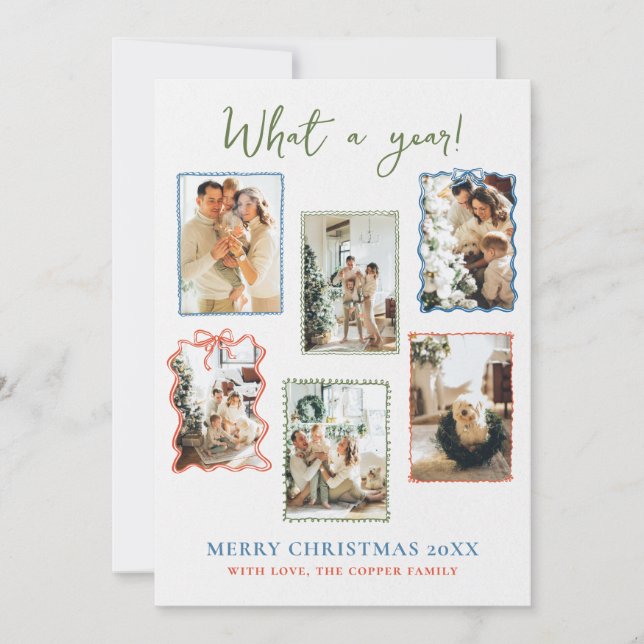 Cartão de Natal da Colagem de Fotos da Família Vin (Frente)