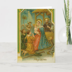 Cartão de Natal da Era Vitoriana Natividade