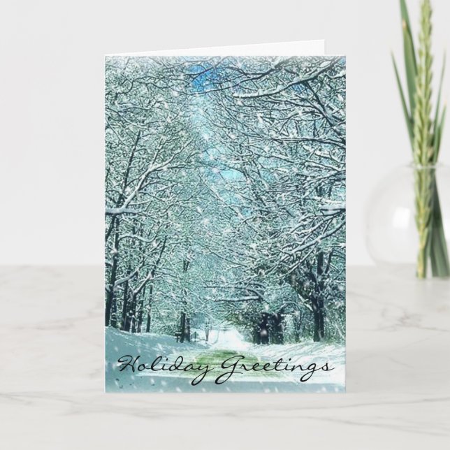 Cartão de Natal da Estrada de inverno Snowy (Frente)