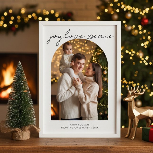 Cartão de Natal da Família Alegria Amor Paz Fofo (Criador carregado)