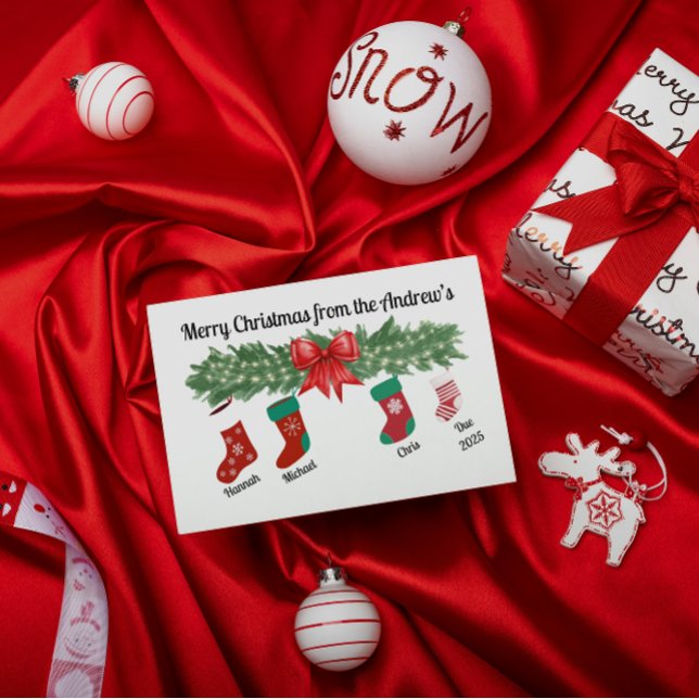 Cartão de Natal da Família - Anúncio do Bebê (Criador carregado)