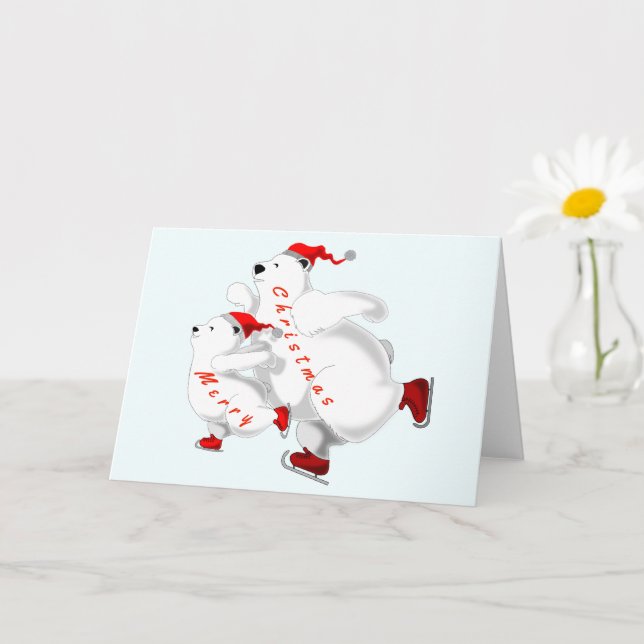 Cartão de Natal Da Família De Patins (Planta pequena)