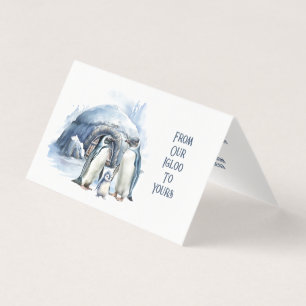 Cartão de Natal da Família de Pinguins Fofos com C
