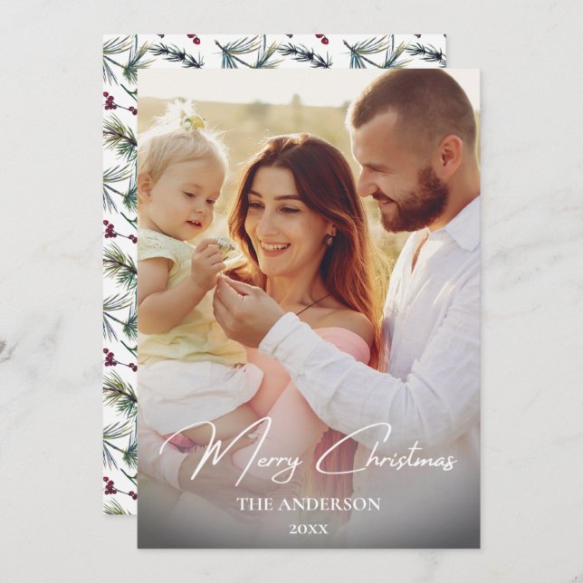 Cartão de Natal da Família Elegante | Colagem de F (Frente/Verso)