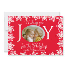 Cartão de Natal da Família Flocos de Neve Brancos