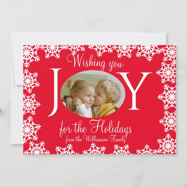 Cartão de Natal da Família Flocos de Neve Brancos  (Frente)