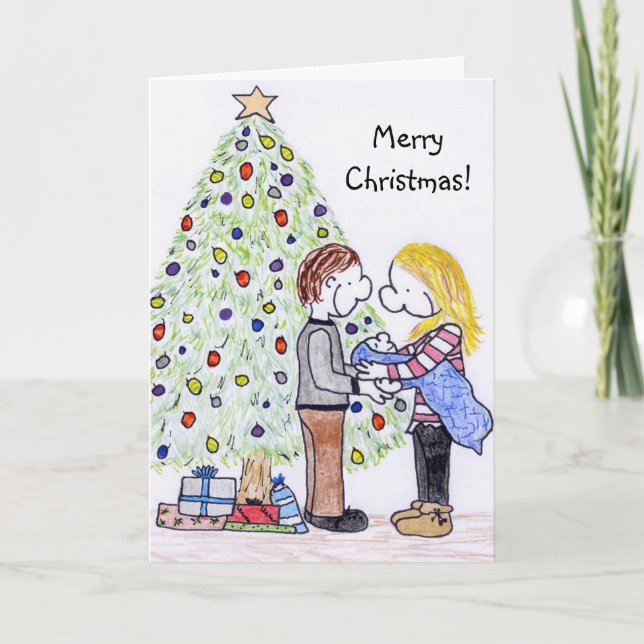 Cartão de Natal da Família Pessoas da Lizzy (Frente)