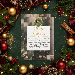 Cartão de Natal da Família Rustic Wood & Gold 2026